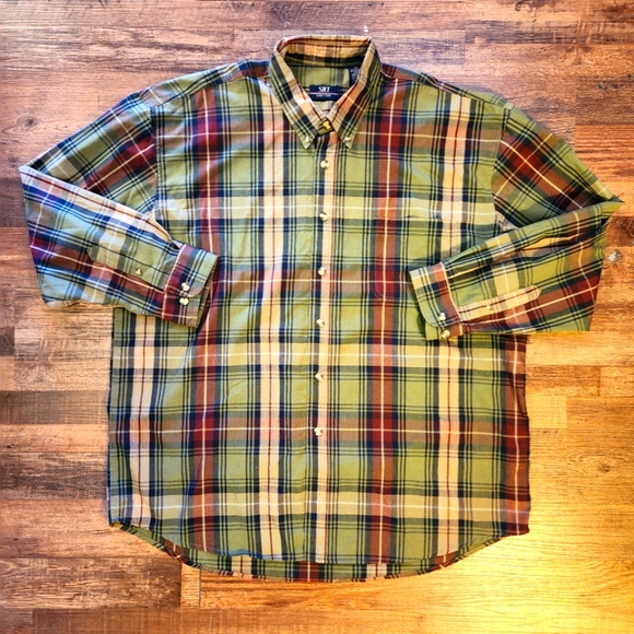 SRT Plaid Button-up Long Sleeve Dress Shirt - Picture 1 of 4